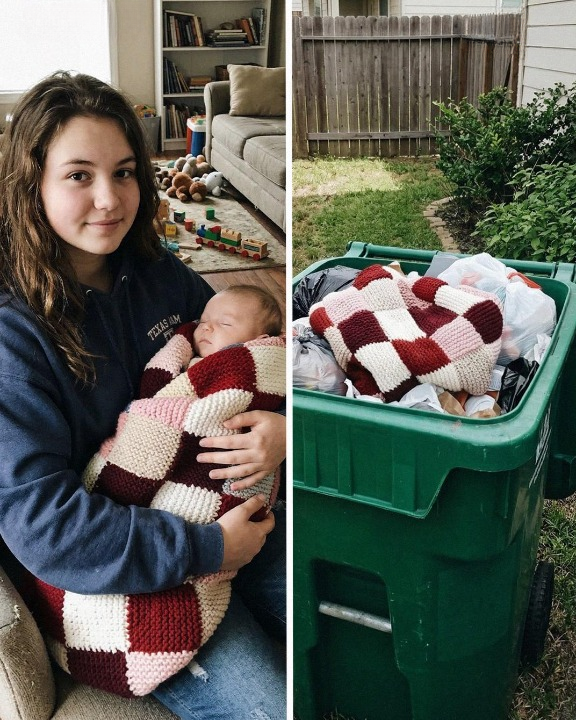 I Made a Blanket from My Late Mom’s Sweaters for My Baby Brother – My Stepmom Tossed It in the Trash, and My Grandma Made Her Pay