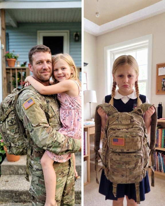 My 8-year-old daughter was mocked at school for carrying a worn-out military-style backpack, but everything changed when her teacher urgently called me and said, “You need to come right away—you’re not going to believe what happened.”