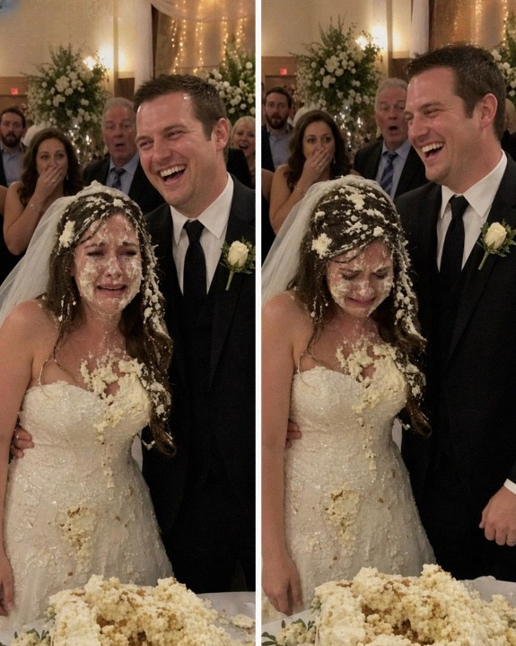 During the cake-cutting, my groom jokingly pushed my face into the cake, leaving me on the brink of tears—until my brother did something that stunned everyone.